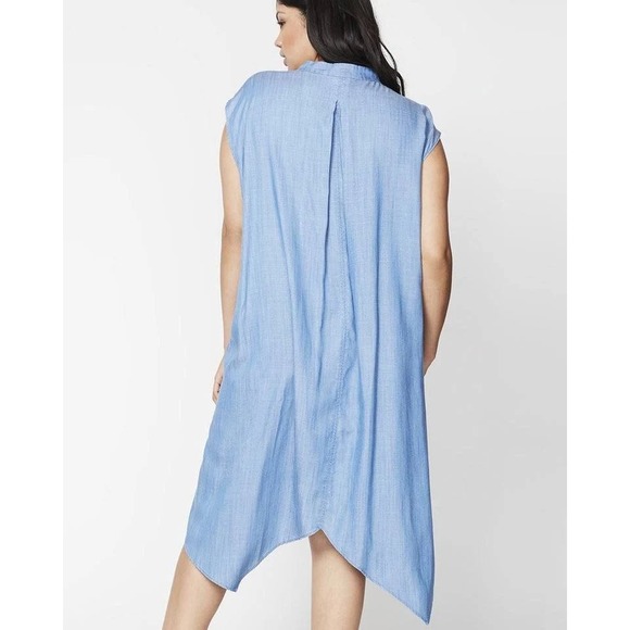 Rachel Roy Dress Sleeveless Denim Chambray Shift Women Plus 2X Pockets High Low - Picture 5 of 10